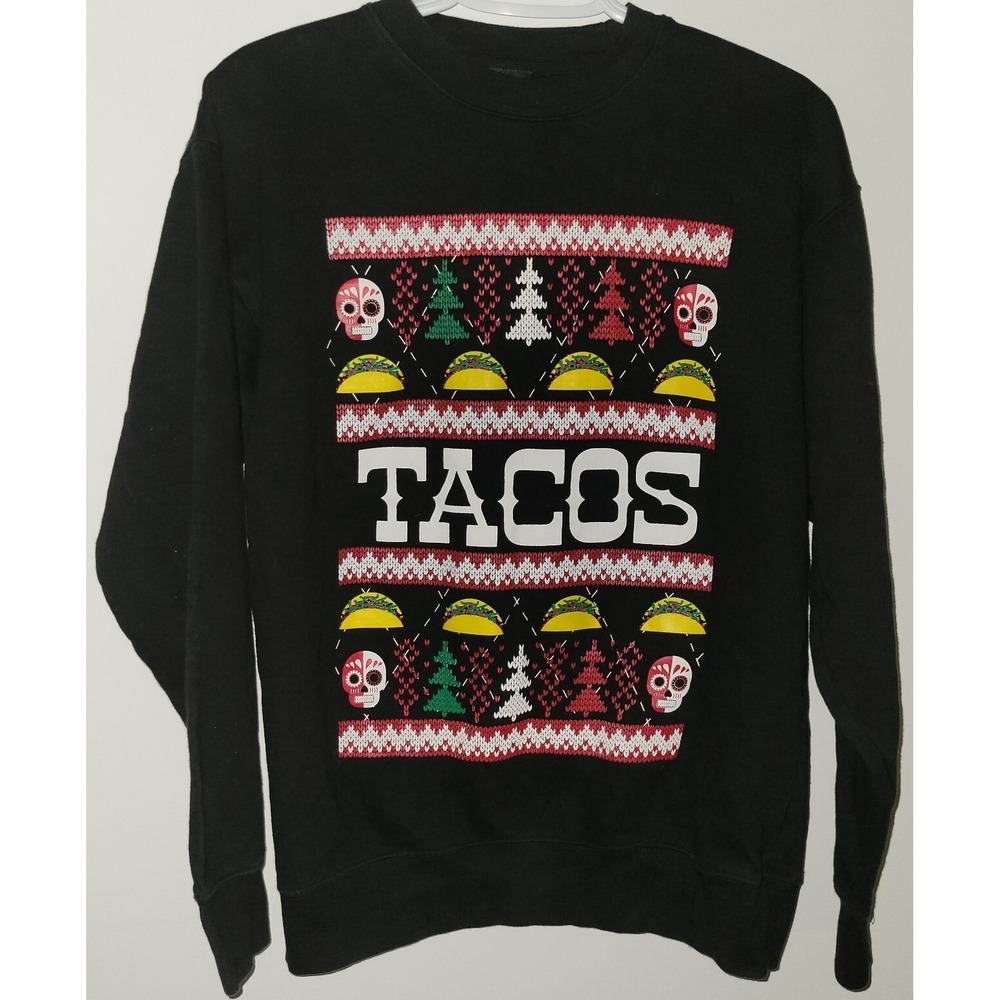 Cartel Ink Tacos Sweatshirt Men's Size Medium Christmas Tree Ugly Sweater